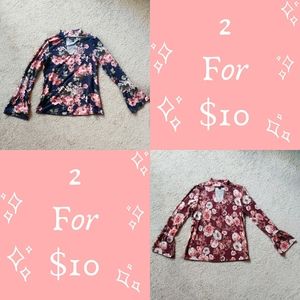 Joe Boxer Floral Bell Sleeve Tops with Cho…